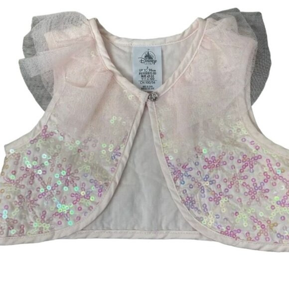 Disney Kids Girls Organza Lace Sequins Sleeveless Cardigan Light Pink Size 9/10 - Picture 8 of 8